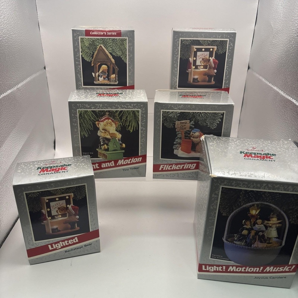 Vtg~Hallmark Ornaments~Lot of 5~Flickering/Lighted/Light & Motion/Light Motion M